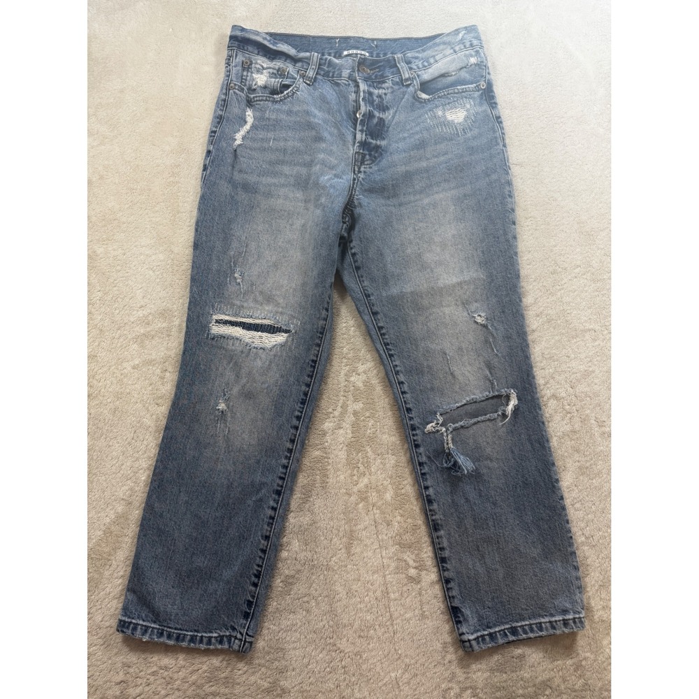 Pistola Womens Charlie Distressed Straight Leg Blue Denim Jeans 29 Meas: 30x24